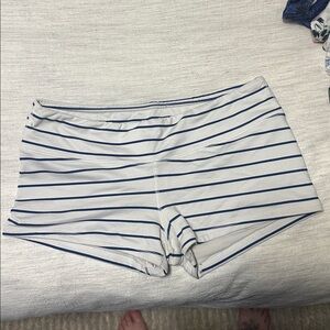 Fleo White and Blue Striped Athletic Shorts